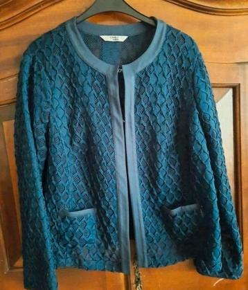 Donkerblauw opengewerkt tricot Sommermann vest jasje 52  beschikbaar voor biedingen