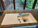 Dubbele spoelbak keramisch met afdruipdeel, Huis en Inrichting, Keuken | Keukenelementen, Ophalen, 50 tot 100 cm, Zo goed als nieuw