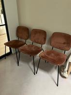 3 eetkamerstoelen bruin suède, Ophalen, Gebruikt, Stof, Drie