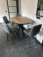 Hoge Eettafel met Stoelen, Huis en Inrichting, Tafels | Eettafels, Ophalen, 50 tot 100 cm, 100 tot 150 cm, Zo goed als nieuw