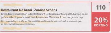Restaurant De Kraai | Zaanse Schans. 20% korting. Bon nr 110 beschikbaar voor biedingen
