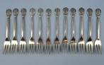 12 verzilverde gebaksvorkjes Gero Georg Nilsson, Ophalen of Verzenden