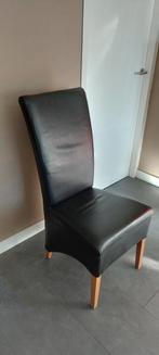 6 leren stoelen eetkamer, Ophalen, Gebruikt, Zwart, Hout