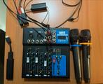 Professionele Audio Mixer Set met Bluetooth Microfoons, Audio, Tv en Foto, Karaoke-apparatuur, Ophalen, Zo goed als nieuw, Complete set