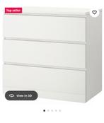 IKEA MALM Chest of 3 drawers, white, 80x78 cm, Huis en Inrichting, Kasten | Ladekasten, Ophalen, Zo goed als nieuw, 25 tot 50 cm