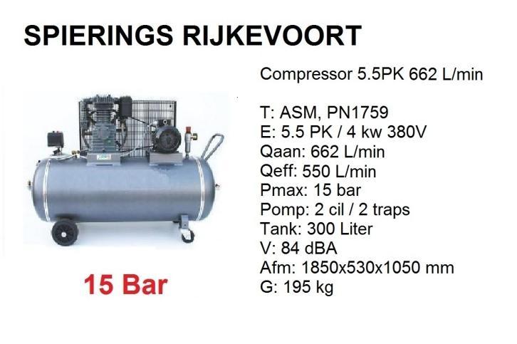 Compressor 15 bar 650 l/min  vrachtwagenbanden truck LKW, Doe-het-zelf en Verbouw, Compressors, Nieuw, 400 tot 800 liter/min, Ophalen of Verzenden
