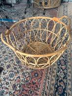 Retro Bamboe Mand met Handvat, Gebruikt, Mand, Rond, Ophalen of Verzenden