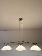 Hanglamp met melkglas, verstelbaar, Huis en Inrichting, Lampen | Hanglampen, Ophalen, Gebruikt, Glas, 50 tot 75 cm