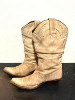 YV3138: Vintage 80's Cowboy boots laarzen Size: 39, Kleding | Dames, Schoenen, Gedragen, Beige, Vintage, Ophalen of Verzenden