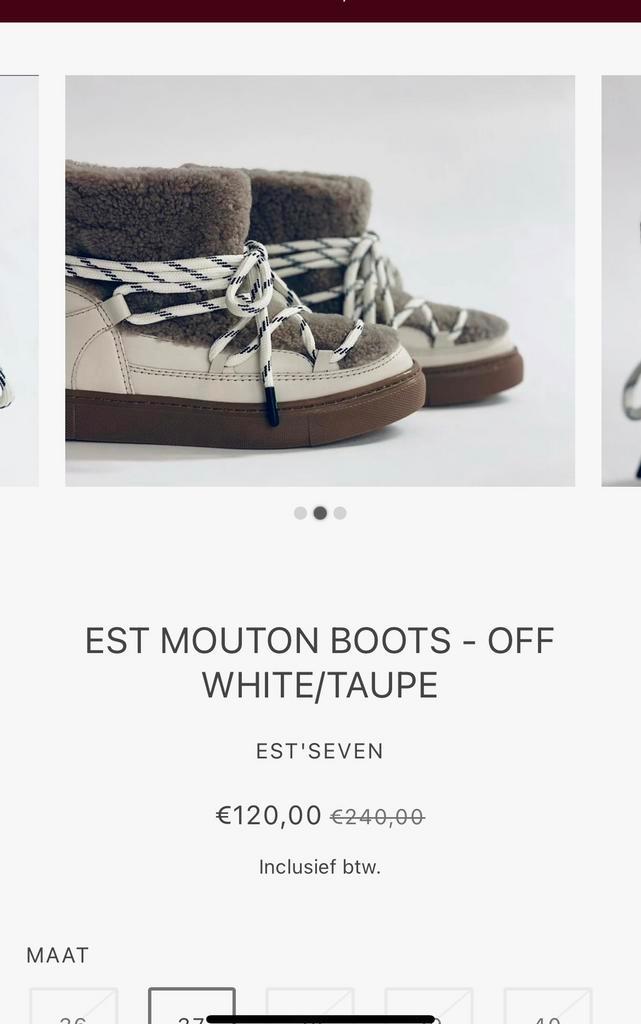 Warme, hippe laarsjes Est’seven, mt.40, Kleding | Dames, Schoenen, Zo goed als nieuw, Overige typen, Beige, Ophalen of Verzenden