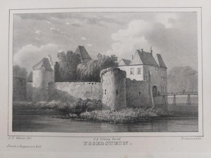 57 / Slot Ijsselstein Litho uit 1846, Antiek en Kunst, Kunst | Litho's en Zeefdrukken, Ophalen of Verzenden
