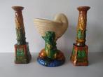 Vintage Majolica kom en kandelaars te koop, Ophalen of Verzenden