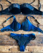 Prachtige padded beugel BH 75E en slip M Doutzen Hunkemöller, Ophalen of Verzenden, Blauw, BH