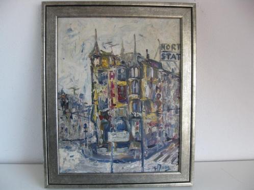 H. Joog. "Stadsgezicht Parijs. Olieverf op doek in lijst., Antiek en Kunst, Kunst | Schilderijen | Klassiek, Ophalen of Verzenden