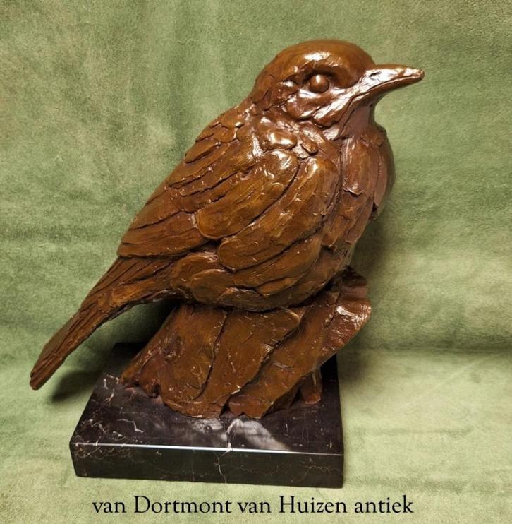 Bronzen vogel Merel., Antiek en Kunst, Antiek | Koper en Brons, Brons, Ophalen