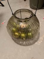 Groen glazen windlicht, Overige materialen, Ophalen of Verzenden, Zo goed als nieuw, Minder dan 25 cm