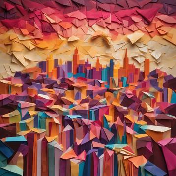 Moderne Papierkunst ‘Marseille’, Kunstdruk beschikbaar voor biedingen