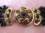 Zeeuwse Walcherse Rouwketting met Gouden Slot en Granaat, Ophalen of Verzenden, Goud, Ketting, Met edelsteen