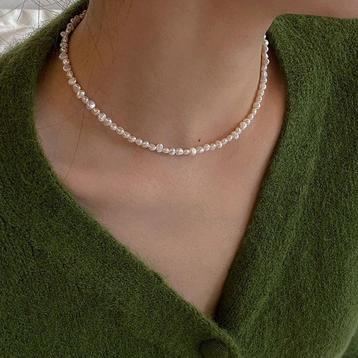 Zoetwaterparel ketting met T-bar sluiting beschikbaar voor biedingen