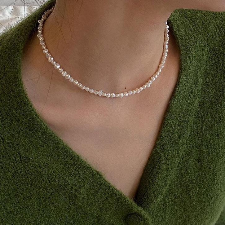 Zoetwaterparel ketting met T-bar sluiting, Sieraden, Tassen en Uiterlijk, Kettingen, Zo goed als nieuw, Overige materialen, Wit