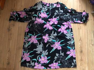 gebloemde jurk zwart lila/paars river island plus maat 48 beschikbaar voor biedingen