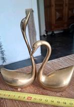 Vintage retro zwanen koppeltje koper brass vogel dier, Ophalen of Verzenden