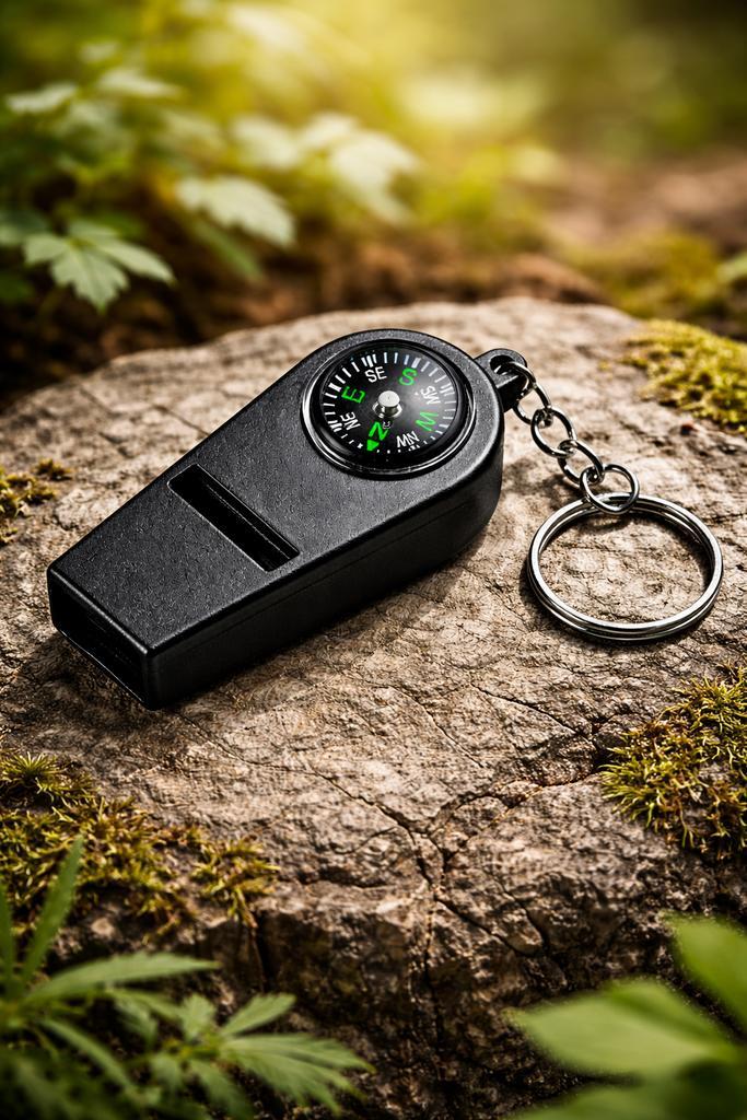 Noodfluit met Kompas – Sleutelhanger (Meerdere kleuren), Sport en Fitness, Bergsport en Wandelen, Nieuw, Ophalen of Verzenden