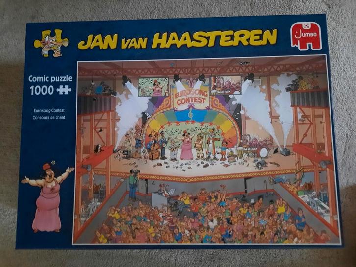 Jan van Haasteren 1000 stukjes Eurosong contest, Hobby en Vrije tijd, Denksport en Puzzels, Zo goed als nieuw, 500 t/m 1500 stukjes