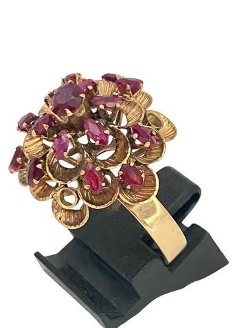 Vintage cocktailring met robijn, maat 17,25 beschikbaar voor biedingen