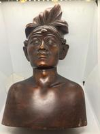indonesie bali java hout snijwerk sculptuur borst beeld, Antiek en Kunst, Kunst | Beelden en Houtsnijwerken, Ophalen of Verzenden