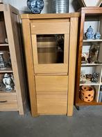 Eiken vitrinekast met verlichting, Huis en Inrichting, Kasten | Vitrinekasten, Ophalen, Eikenhout, 50 tot 100 cm, Zo goed als nieuw