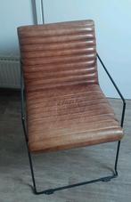 Leren stoel, Cognac kleur, Huis en Inrichting, Stoelen, Ophalen, Gebruikt, Bruin, Metaal