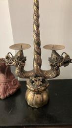 Kandelaar met draken messing, Ophalen of Verzenden, Koper of Brons