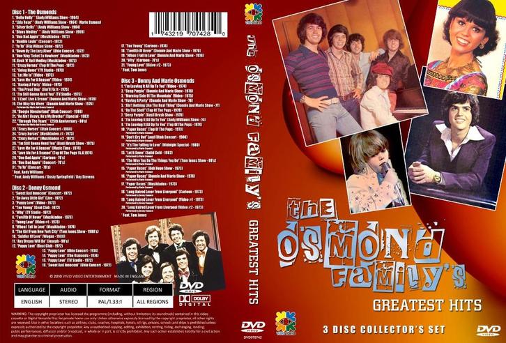 3 DVD The Osmond family's greatest hits, Cd's en Dvd's, Dvd's | Muziek en Concerten, Muziek en Concerten, Alle leeftijden, Verzenden
