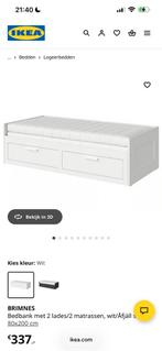 Ikea Brimnes Bed Wit met Matrassen, Ophalen, Gebruikt, Eenpersoons, Wit