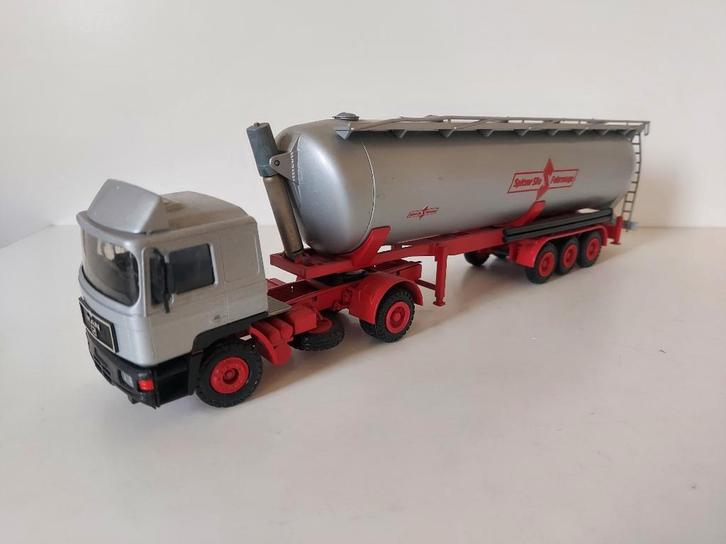 Conrad MAN met 3 as Spitzer bulksilotrailer, Hobby en Vrije tijd, Modelauto's | 1:50, Gebruikt, Bus of Vrachtwagen, Conrad, Ophalen of Verzenden