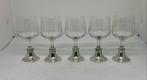 Gegraveerde glazen zilver (5x), Antiek en Kunst, Antiek | Glas en Kristal, Ophalen of Verzenden
