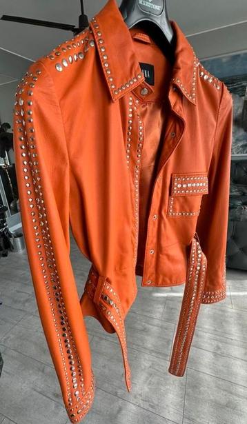 IBANA leren jasje met studs en centuur, maat 36/38, nieuw beschikbaar voor biedingen