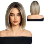 Pruik schouderlang blond bob model met steil haar Gillian, Verzenden, Nieuw, Pruik of Haarverlenging