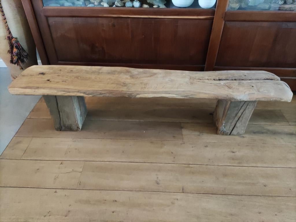 Oude Eiken Gebinten Bankje, Antiek en Kunst, Antiek | Meubels | Stoelen en Banken, Ophalen