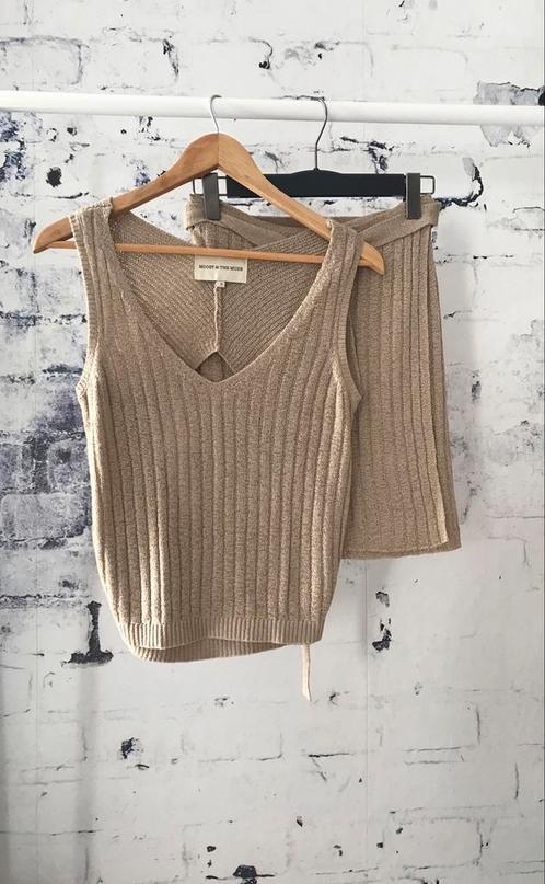 Moost wanted Fajah knitted setje top + rok maat S, Kleding | Dames, Tops, Zo goed als nieuw, Maat 36 (S), Bruin, Zonder mouw, Ophalen of Verzenden