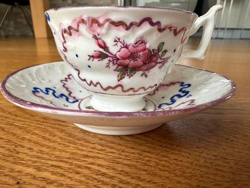 Mooie antieke Sunderland lustre  kop en schotel, Verzamelen, Porselein, Kristal en Bestek, Zo goed als nieuw, Kop en/of schotel