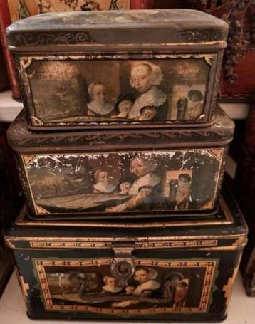 Set van 3 antieke blikken wed.J Bekkers en zoon  beschikbaar voor biedingen