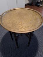 Oosters tafeltje met koperen blad, Huis en Inrichting, Tafels | Bijzettafels, 45 tot 60 cm, Minder dan 55 cm, Gebruikt, Rond