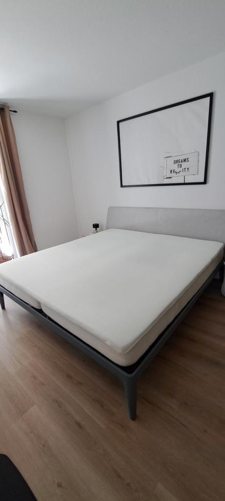 Auping Essential Bed, Huis en Inrichting, Slaapkamer | Bedden, Zo goed als nieuw, Tweepersoons, Overige maten, 210 cm, Stof, Grijs