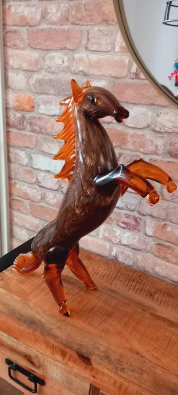 Murano Glas:Grote 58cm Steigerende Paard Beeld🌹NIEUW🌹 beschikbaar voor biedingen