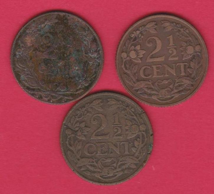 2x 2½ cent 1904--1916 Wilhelmina, Postzegels en Munten, Munten | Nederland, Setje, Vóór koninkrijk, Ophalen of Verzenden