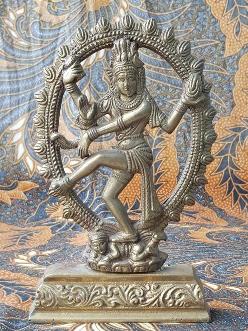 Oud koperen beeldje uit India van Shiva 20 cm., Antiek en Kunst, Kunst | Niet-Westerse kunst, Ophalen of Verzenden