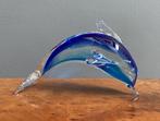 60 jaren mond glazen dolfijn beeldje transparant blauw glas, Ophalen of Verzenden, Gebruikt, Dier