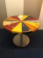 Veelkleurige eettafel sloophout, Huis en Inrichting, Tafels | Eettafels, Ophalen, 100 tot 150 cm, Rond, 50 tot 100 cm